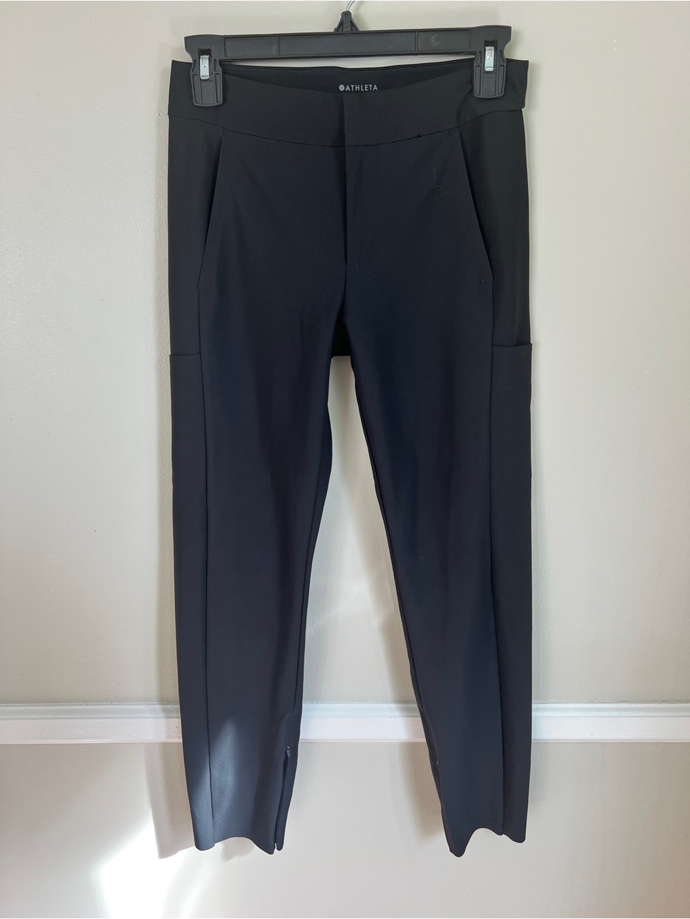 Athleta Black Slim Trousers with Side Pockets